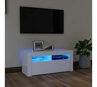 DJEKA Meuble TV LED Meuble TV Bois Meuble TV Haute Banc TV Meuble Television Meuble TV avec Rangement Table TV Salon Banc tv-Blanc-90x35x40 cm