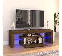 DJEKA Meuble TV LED Meuble TV Bois Meuble TV Haute Banc TV Meuble Television Meuble TV avec Rangement Table TV Salon Banc TV-Chêne marron-120x35x40 cm