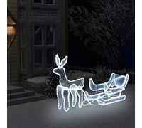 DJEKA Renne Lumineux Noël Exterieur Noël Renne Noel Exterieur Traineau Pere Noel Exterieur Lumineux cerf de Noel pour intérieur et extérieur -Blanc froid-120 x 63 cm