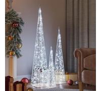 DJEKA Sapin de Noel Exterieur Lumineux Decoration Noel Exterieur Jeu de cônes Lumineux à LED Décoration de Vacances d'intérieur/d'extérieur-Blanc Froid-avec USB-60/90/120 cm