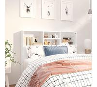 DJEKA tête de lit avec Rangement 120 Tete de lit 120 cm Bois têtes de lit pour adulte-Blanc-120x19x103,5 cm
