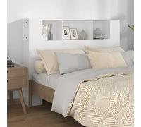 DJEKA tête de lit avec Rangement 140 Tete de lit 140 cm Bois têtes de lit pour adulte-Blanc-2-140x18,5x104,5 cm
