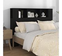 DJEKA tête de lit avec Rangement 140 Tete de lit 140 cm Bois têtes de lit pour adulte-Noir-2-140x18,5x104,5 cm