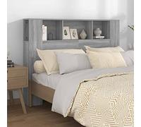 DJEKA tête de lit avec Rangement 140 Tete de lit 140 cm Bois têtes de lit pour Adulte-Sonoma gris-2-140x18,5x104,5 cm