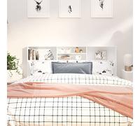 DJEKA tête de lit avec Rangement 180 Tete de lit 180 cm Bois têtes de lit pour adulte-Blanc-180x19x103,10 cm