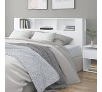 DJEKA tête de lit avec Rangement 200 Tete de lit 200 cm Bois têtes de lit pour adulte-Blanc-2-200x18,5x104,5 cm