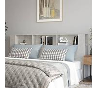 DJEKA tête de lit avec Rangement 220 Tete de lit 220 cm Bois têtes de lit pour Adulte-Gris béton-2-220x18,5x104,5 cm