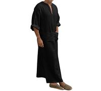Djellaba Caftan Homme Deguisement Aladin Adulte Boubou Kaftan Africain Tissu Wax Imprimé Designs Uniques Senghor Style Présidentiel Élégant Qamis Tunique Peignoirs Marocaine Tenue Africaine Le Noir-B