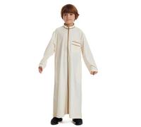 Djellaba Enfant Garçon Priere Islamique Qamis Enfant Garcon de Ramadan Robes Musulmane Manches Longues Robe Marocaine Caftan Qamis Abaya (Beige,11-12 ans)