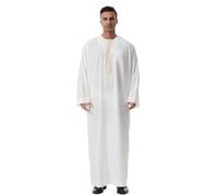 Djellaba Homme Boubou Africain Tenue Africaine Qamis Prière Avec Poche Secrète Pour Étui De Coran Portable Senghor Style Présidentiel Élégant Musulman Deguisement Aladin Adulte Tunique Femme Blanc-A L