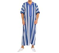 Djellaba Homme Dengri Tunisien Caftan Qamis Noir Élégant Sans Repassage Facile À Entretenir Longue Tunique Émirati Blanc Pour Prière Confortable Deguisement Aladin Adulte Femme j-Bleu 4XL