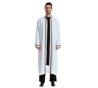 Djellaba Homme Grande Taille,Qamis Homme Musulman Robe Musulmane avec Ouverture sur Le Devant Cardigan à Manches Longues Couleur Unie DéContracté Tendance Abaya Islamique Broderie Caftan