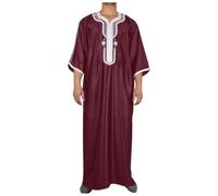 Djellaba Homme Marocaine Chemise Africaine Ihram Tenue Deguisement Arabe Robe Musulmane Musulman Dubai Peignoir Saoudien Caftan Marocain T-Shirt Africain Été De Priere Vetement
