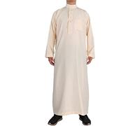 Djellaba Homme Musulman Col Montant Islamique Vêtements De Prière Qamis Caftan Manche Longue Couleur Unie Moyen-Orient Pakistan Caftan Musulmans Musulman Chemise De Nuit Longue