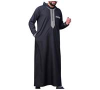 Djellaba Homme Musulman de Ramadan Qamis Homme Uni à Capuche Priere Islamique Abaya Hommes Manches Longues Kamis Arabe Musulman à Poches Djellaba Marocaine Caftan Dubai Jelaba Kaftan Robe Marocaine