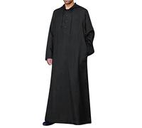 Djellaba Homme Musulman de Ramadan Qamis Homme Uni à Capuche Priere Islamique Abaya Hommes Manches Longues Kamis Arabe Musulman à Poches Djellaba Marocaine Caftan Dubai Jelaba Kaftan Robe Marocaine
