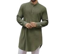 Djellaba Homme Ramadan Eid Uni à Col Montant Ramadan Eid Tunique Confortable Chemise Ihram Vêtements pour Hommes Rayée à Capuche Élégante Tunique Abaya pour Ethnique, Mariage, Soirée