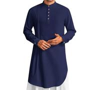 Djellaba Homme Ramadan Eid Uni à Col Montant Ramadan Eid Tunique Confortable Chemise Ihram Vêtements pour Hommes Rayée à Capuche Élégante Tunique Abaya pour Ethnique, Mariage, Soirée