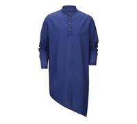 Djellaba Homme Uni à Col Montant Ramadan Eid de Prière Qamis Homme Priere Islamique Robe Blanche Longue Jelaba Hommes Musulman Manteau Abaya Robe Marocain Caftan Hommes Kaftan Kamis Jalabiya Lin