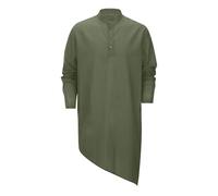 Djellaba Homme Uni à Col Montant Ramadan Eid de Prière Qamis Homme Priere Islamique Robe Blanche Longue Jelaba Hommes Musulman Manteau Abaya Robe Marocain Caftan Hommes Kaftan Kamis Jalabiya Lin