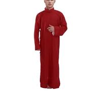 Djellaba Musulman Peignoirs Homme Sport Zip Complet Pour Sortie Décontractée Islamique À Motifs Géométriques Coupe Évasée Moderne Maillot De Bain Caftan Qamis Tenue Africaine a-Rouge S