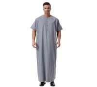 Djellaba Tunique Homme Deguisement Aladin Adulte Sport Zip Complet Pour Sortie Décontractée Islamique Boubou Dashiki Africain Imprimé Ethnique Mariage Noir Qamis Marocaine Peignoirs Abaya Grey-B L