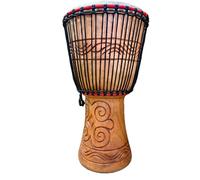 Djembé africain authentique de 30,5 cm - Tête de 30,5 cm - Hauteur : 64 cm - Avec 3 petits instruments gratuits