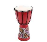 Djembé africain compact en bois de 10,2 cm - Instrument de musique à percussion à la main avec motif léger et portable - En bois d'acajou - Peau de chèvre - Pour enfants, famille, divertissement