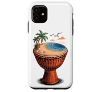 Djembé Plage Tropique Mer Palmiers Art Rythme Musique Visuel Coque pour iPhone 11