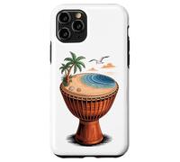 Djembé Plage Tropique Mer Palmiers Art Rythme Musique Visuel Coque pour iPhone 11 Pro