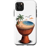 Djembé Plage Tropique Mer Palmiers Art Rythme Musique Visuel Coque pour iPhone 11 Pro Max