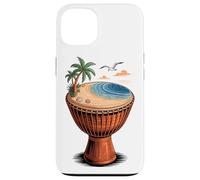 Djembé Plage Tropique Mer Palmiers Art Rythme Musique Visuel Coque pour iPhone 13