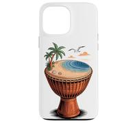 Djembé Plage Tropique Mer Palmiers Art Rythme Musique Visuel Coque pour iPhone 13 Pro Max