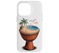 Djembé Plage Tropique Mer Palmiers Art Rythme Musique Visuel Coque pour iPhone 14 Pro Max