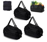 DJFOG 3 Grands Sacs de Courses Pliables - 40x40 cm, Ultra-légers & Grands, Pliables à 8x8,5 cm, Écologiques, Réutilisables, Idéaux pour Shopping & Voyages & Excursions