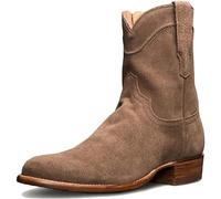 DJFOG Bottes de Chevalier de Motard pour Hommes, Bottes Courtes en Daim, Chaussures d'équitation à Bout Rond, Style Cowboy Occidental Vintage, Grandes Chaussures à Fermeture éclair,Marron,41 EU