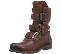DJFOG Bottes de Cowboy occidentales pour Hommes, Bottes de Combat de Moto Vintage, Bottines à Boucle cloutée à mi-Tube,Marron,44 EU