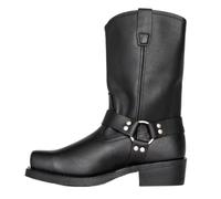 DJFOG Bottes de moto avec harnais à bout carré pour hommes, bottines à enfiler pour hommes,Noir,40
