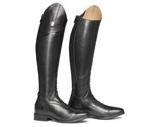 DJFOG Bottes d'Équitation Style Occidental Unisexe - Chaussures Équestres Hautes au Genou pour Hommes - Plein Air Printemps Automne Grande Taille - Noir, 43 EU