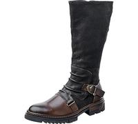 DJFOG Bottes Hautes pour Hommes, Chaussures en Cuir médiévales, Bottes d'équitation Gothiques rétro avec Boucle en métal, Chaussures Multi-Tailles Knight Warrior,Marron,44 EU