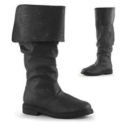 DJFOG Bottes occidentales pour Hommes, Bottes de Pirate médiévales, Bottes Gothiques pour Hommes et Femmes tirant Le Mollet, Bottes de Jazz Plates, Bottes de Chevalier,Noir,35 EU