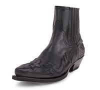 DJFOG Bottines Western pour Hommes Boucle Sangle Bottes Rétro Cuir Bout Carré Cowboy Bottes Courtes Cowboy Moto Bottes,Noir,45 EU
