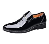 DJFOG Chaussures en Cuir à Lacets pour Hommes habillées Chaussures décontractées d'affaires Brillantes Chaussures de Costumes Respirantes résistantes à l'usure,Noir,46 EU