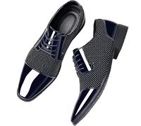 DJFOG Chaussures en Cuir à Lacets pour Hommes habillées Chaussures décontractées d'affaires Brillantes Chaussures de Costumes Respirantes résistantes à l'usure,Bleu,45 EU