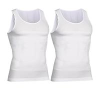 DJFOG ManSculpt Débardeur de compression pour homme, débardeur amincissant pour homme, gilet gainant pour homme, Blanc - 2 pièces, Taille L