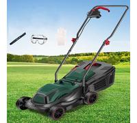 DJFYVAEIO Tondeuse À Gazon Électrique Filaire-3 Hauteurs De Coupe Réglables-Largeur De Coupe De 32Cm(12.6")-4000 TR/Min-Design Léger-Tondeuse Poussée Idéale pour Jardin Et Terrasse 55M