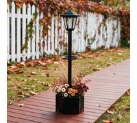 DJGIFI Lanterne Solaire Extérieur, Mangeoire Oiseaux & Pot de Fleur 96cm | 3 en 1: Lanterne, Mangeoire & Jardinière. 96cm Sur Pied, Auto Crépuscule. LED Blanc Chaud, Étanche Terrasse Jardin