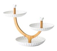 djgkENVQ Corbeille à fruits, Panier à fruits élégant en céramique, panier à fruits sûr avec support en bambou naturel, plateau de service for fruits, dessert, apéritif, gâteau, bonbons, pratique(B)