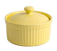 djgkENVQ Plat à four, Ramequins en porcelaine avec couvercle Mini cocotte for tremper la crème anglaise en apéritif(Yellow)