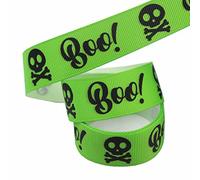 djgkENVQ Ruban de Satin, Ruban Gros-Grain Halloween 0,9 Pouce x 50 mètres Bonbons Joyeux Halloween(A,10yard)